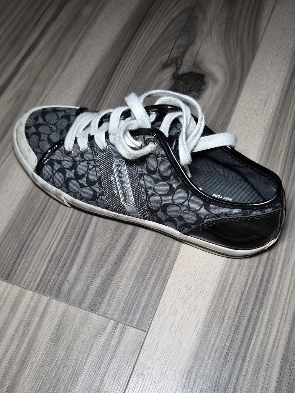Left Foot Coach Black Gray Shoe 1 Shoe Only Signature Canvas Low-Top Sneaker